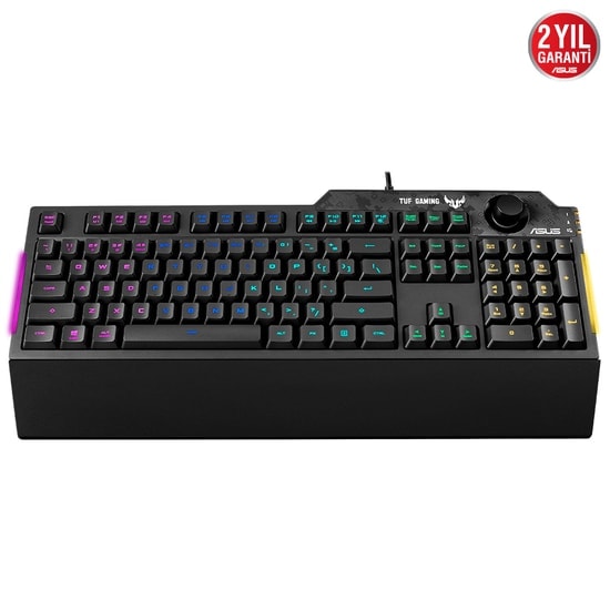 Asus TUF Gaming K1 RGB Türkçe Oyuncu Klavyesi - Mekanik Hisli, Özel Ses Kontrol, Yan Aydınlatma, Suya Dayanıklı