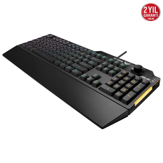 Asus TUF Gaming K1 RGB Türkçe Oyuncu Klavyesi - Mekanik Hisli, Özel Ses Kontrol, Yan Aydınlatma, Suya Dayanıklı
