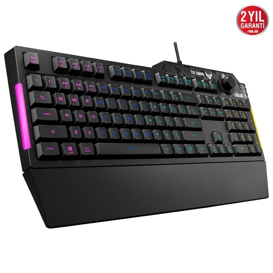 Asus TUF Gaming K1 RGB Türkçe Oyuncu Klavyesi - Mekanik Hisli, Özel Ses Kontrol, Yan Aydınlatma, Suya Dayanıklı