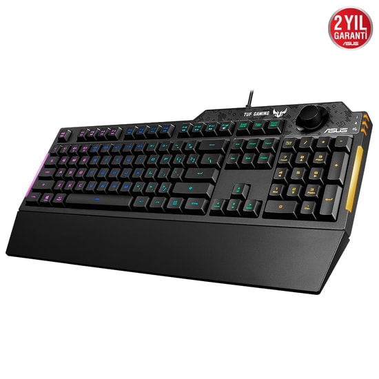 Asus TUF Gaming K1 RGB Türkçe Oyuncu Klavyesi - Mekanik Hisli, Özel Ses Kontrol, Yan Aydınlatma, Suya Dayanıklı