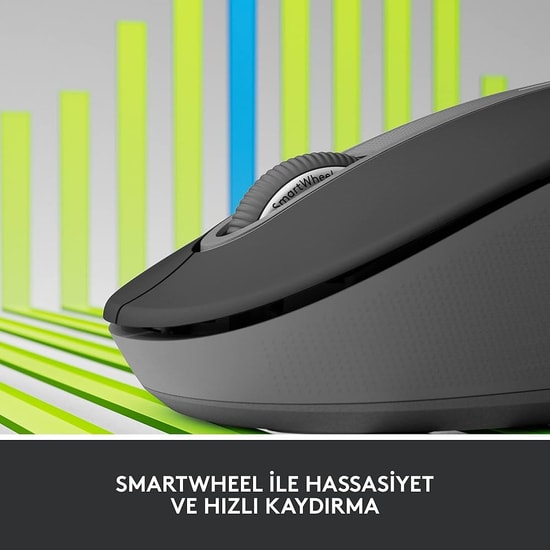 Logitech M650 Signature Siyah Kablosuz Mouse (910-006274) - Bluetooth, 4000 DPI, 5 Tuşlu, Kurumsal Seri, SmartWheel