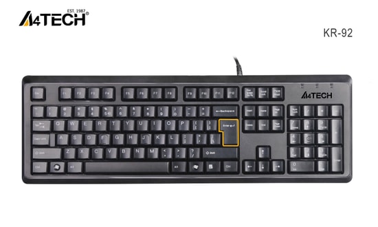 A4 Tech KR-92-SIYAH Q Türkçe USB Siyah - Klavye Multimedya Tuşlu, Ergonomik, Sessiz ve Suya Dayanıklı Klavye
