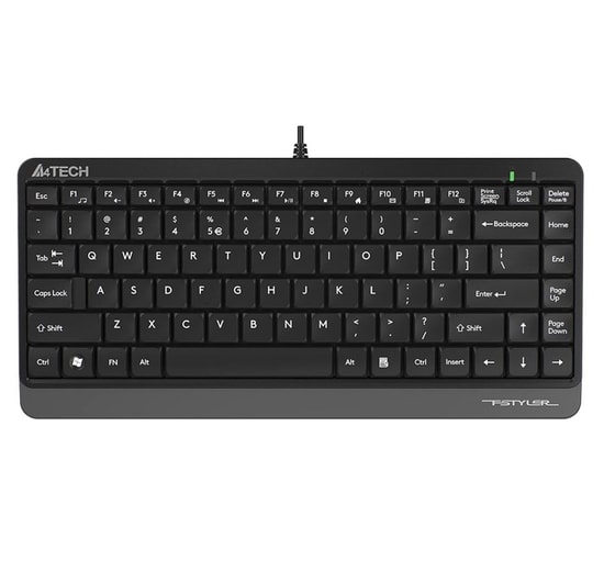 A4 Tech Fstyler FK11 Türkçe Q USB Kablolu Mini Q TR Gri Multimedya Klavye - Slim Tasarım, 150cm USB A Kablolu