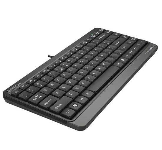 A4 Tech Fstyler FK11 Türkçe Q USB Kablolu Mini Q TR Gri Multimedya Klavye - Slim Tasarım, 150cm USB A Kablolu