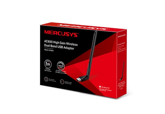 TP-Link Mercusys MU6H AC650 650Mbps Dual Band USB Ağ Adaptörü - WiFi 5, 5dBi Harici Anten, 2.4/5 GHz, Tak Çalıştır