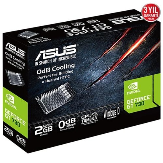 Asus GeForce GT 730 SL 2GB GDDR5 Low Profile Ekran Kartı (GT730-SL-2GD5-BRK) - VGA, DVI, HDMI, 64Bit, Sessiz Soğutma