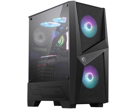 MSI MAG Forge 100R ATX Mid Tower Gaming Bilgisayar Kasası - Temperli Cam, 2x ARGB Led Fan, 1x120mm Fan, USB 3.2