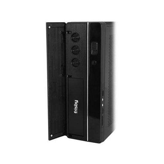 Frisby FC-S6020B 300W Slim Tower Siyah Bilgisayar Kasası - Micro ATX, Kulplu, 2xUSB 2.0, Kart Okuyucu, Siyah, 80mm Fan