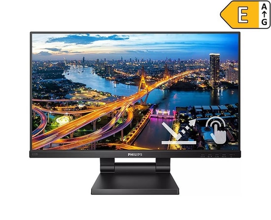 Philips 21.5" 222B1TC/00 Full HD IPS Dokunmatik Monitör: 4ms, 75Hz, Hoparlörlü, VGA, HDMI, DP, USB 3.2, VESA, Siyah
