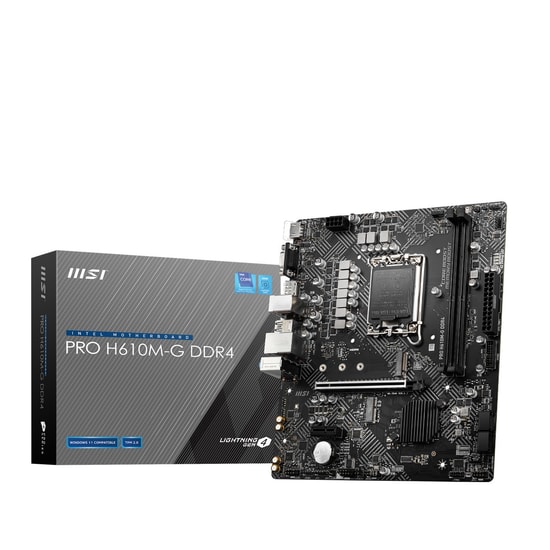 MSI PRO H610M-G DDR4 Anakart - LGA1700, DDR4 3200MHz, PCIe Gen 4.0, M.2, HDMI, DP, VGA, USB 3.2, 1G LAN, Micro ATX