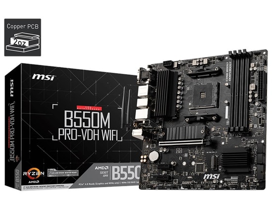 MSI B550M PRO-VDH WIFI Anakart: AM4, DDR4 4400MHz (OC), Çift M.2, VGA, HDMI, DP, USB 3.2, Wi-Fi 5, 1G LAN, Micro ATX