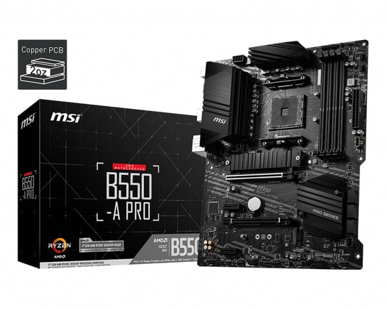 MSI B550-A Pro Anakart: AMD Ryzen AM4, DDR4 4400MHz(OC), PCIe Gen4x4, HDMI, DisplayPort, USB 3.2, Realtek Ses, ATX