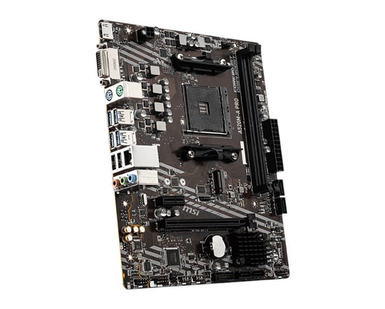 MSI A520M-A Pro Anakart: AMD AM4, DDR4 4600MHz (OC), M.2, DVI, HDMI 2.1, USB 3.2, 1G LAN, APU Desteği, Amd XMP, mATX