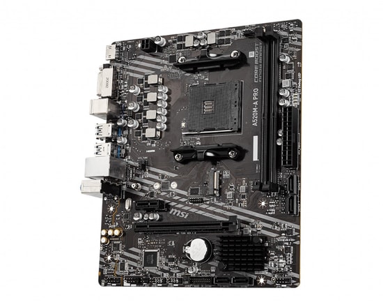 MSI A520M-A Pro Anakart: AMD AM4, DDR4 4600MHz (OC), M.2, DVI, HDMI 2.1, USB 3.2, 1G LAN, APU Desteği, Amd XMP, mATX
