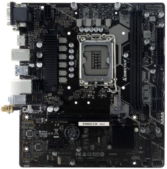 Biostar B760MX2-E LGA1700 DDR4 Micro ATX Anakart - Intel B760, 4400MHz(OC), 64GB, M.2, HDMI, VGA, USB 3.2, 4K2K