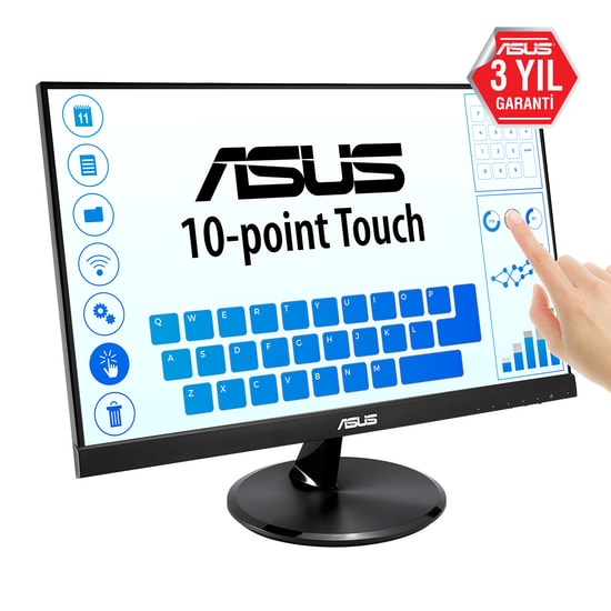 Asus VT229H 21.5" Full HD IPS Dokunmatik Monitör - 5ms, 60Hz, 1920X1080, 250nits, HDMI, VGA, Vesa, 3W Hoparlör, QuickFit