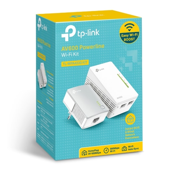 TP-Link TL-WPA4220KIT AV600 WiFi Powerline Adaptör Kiti - 600Mbps, 300M Menzil, 2xLAN Port, Wi-Fi Klonlama
