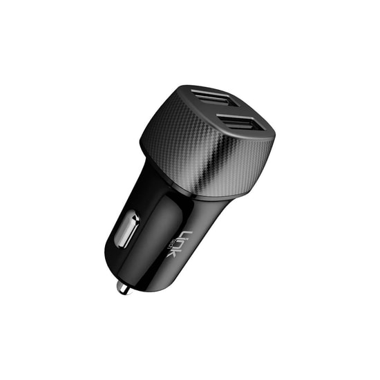 LinkTech C490 Karbon Görünümlü Araç Şarj Aleti (LCH-C490) - 12W, 2 USB-A Çıkışlı, 2.4A, Hızlı Şarj Destekli Başlık