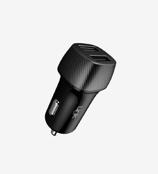 LinkTech C490 Karbon Görünümlü Araç Şarj Aleti (LCH-C490) - 12W, 2 USB-A Çıkışlı, 2.4A, Hızlı Şarj Destekli Başlık