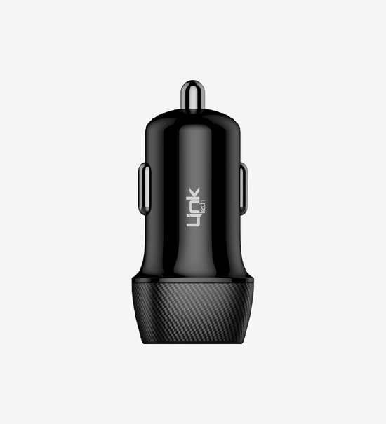 LinkTech C490 Karbon Görünümlü Araç Şarj Aleti (LCH-C490) - 12W, 2 USB-A Çıkışlı, 2.4A, Hızlı Şarj Destekli Başlık