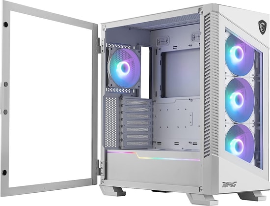 MSI MPG VELOX 100R Beyaz Beyaz E-ATX Mid Tower Gaming Kasa - 4x120mm ARGB, Temperli Cam, USB-C, Toz Filtresi