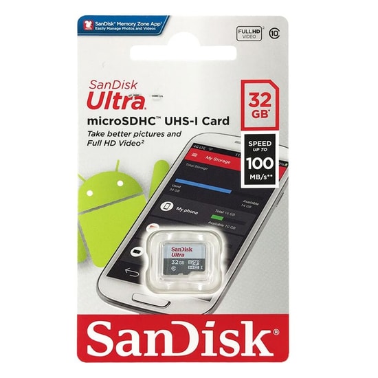 SanDisk 32GB Ultra microSDHC UHS-I NAND Hafıza Kartı (SDSQUNR-032G-GN3MN) - 100MB/s, Class 10, Geniş Uyumluluk