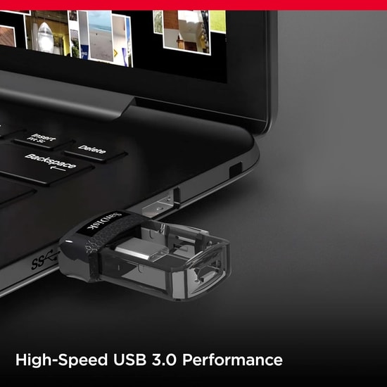 SanDisk Ultra Dual Drive m3.0 64GB USB 3.0 OTG Flash Bellek - SDDD3-064G-G46, Android Uyumlu, 150MB/s Hız
