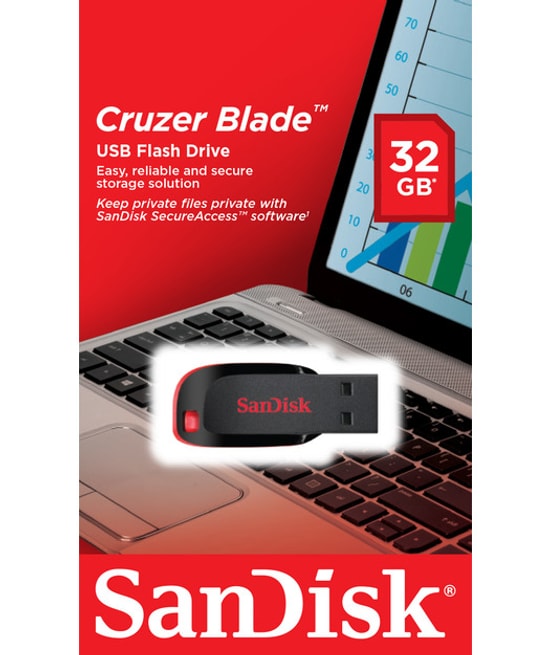 Sandisk Cruzer Blade 32GB USB 2.0 Flash Bellek (SDCZ50-032G-B35) - NAND, USB Type-A, Kompakt Tasarım