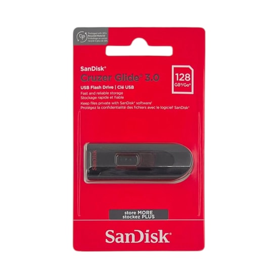 SanDisk Cruzer Glide 128GB USB 3.2 Gen 1 Flash Bellek (SDCZ600-128G-G35) - Siyah, Kızaklı, 30/15MBs Veri Hızı, NAND