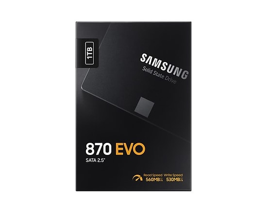 Samsung 870 EVO 1TB SSD (MZ-77E1T0BW) - 560/530MB/s Okuma/Yazma, 2.5" SATA 3, Yüksek Performanslı Dahili SSD