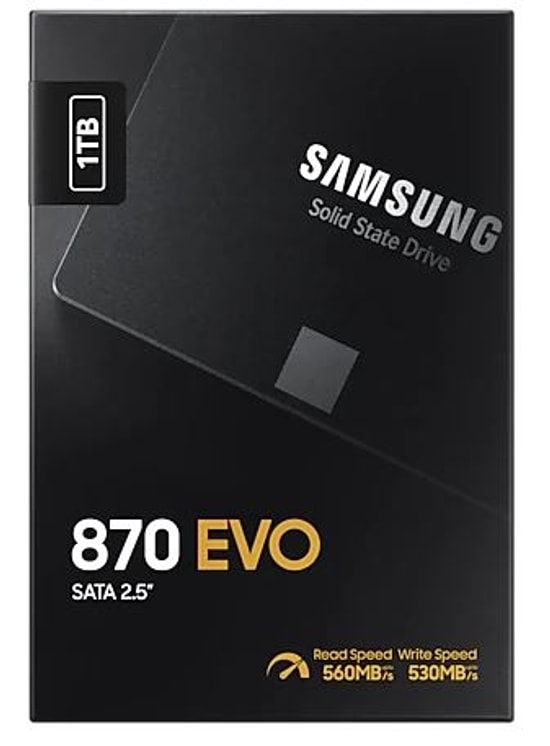 Samsung 870 EVO 1TB SSD (MZ-77E1T0BW) - 560/530MB/s Okuma/Yazma, 2.5" SATA 3, Yüksek Performanslı Dahili SSD