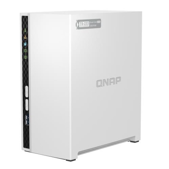 QNAP TS-233 2GB RAM 2 Yuvalı Beyaz NAS Cihazı - 2x3.5" Disk Desteği, Arm Quad-Core İşlemci, USB 3.2, Gigabit Ethernet