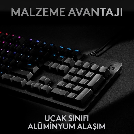 Logitech G512 Lightsync Mekanik Oyuncu Klavyesi (920-009353) - Türkçe Q, RGB Aydınlatmalı, Kablolu, Siyah Tasarım