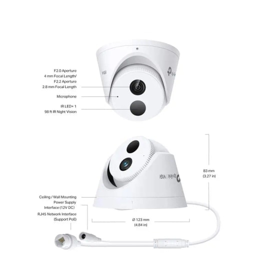 TP-Link VIGI C440I 2.8MM V1.0 4MP Dome IP Kamera - 30 Metre IR Gece Görüş, İnsan ve Araç Algılama, PoE Destekli