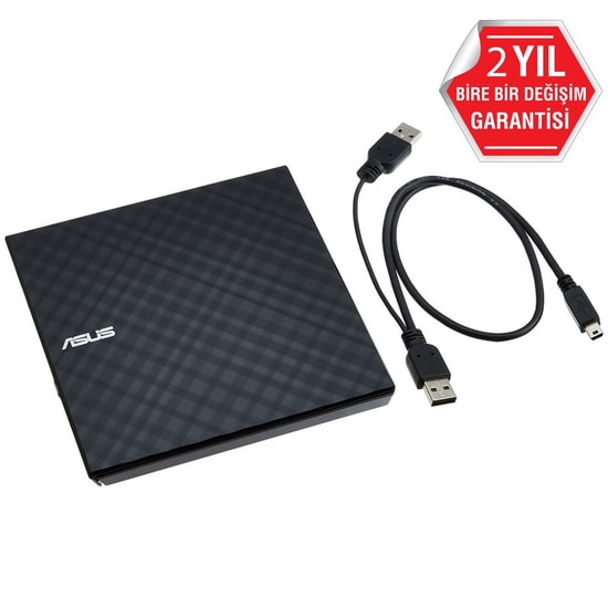 ASUS SDRW-08D2S-U Lite 8X Siyah Harici DVD Yazıcı - USB 2.0 Bağlantılı, M-Disc Destekli, Windows/Mac Uyumlu Optik Sürücü