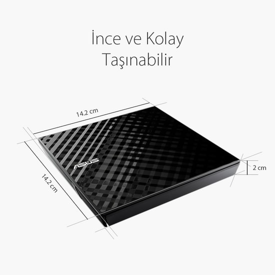 ASUS SDRW-08D2S-U Lite 8X Siyah Harici DVD Yazıcı - USB 2.0 Bağlantılı, M-Disc Destekli, Windows/Mac Uyumlu Optik Sürücü