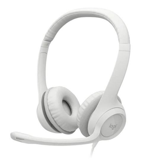 Logitech H390 USB Beyaz Kulaklık (981-001286) - ENC Mikrofon, Kumandalı, 240cm USB-A Kablolu, Ayarlanabilir Kafa Bandı