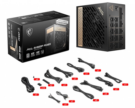 MSI MEG AI1300P PCIe5 1300W 80+ Platinum Full Modüler ATX 3.1 Güç Kaynağı - 10 Yıl Garanti