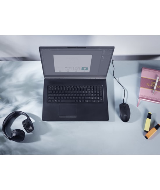 Trust Basi TRU24271 Kablolu Optik Mouse - 1200 DPI, Ergonomik Tasarım, Sağ ve Sol El Kullanımına Uygun, 160cm Kablo