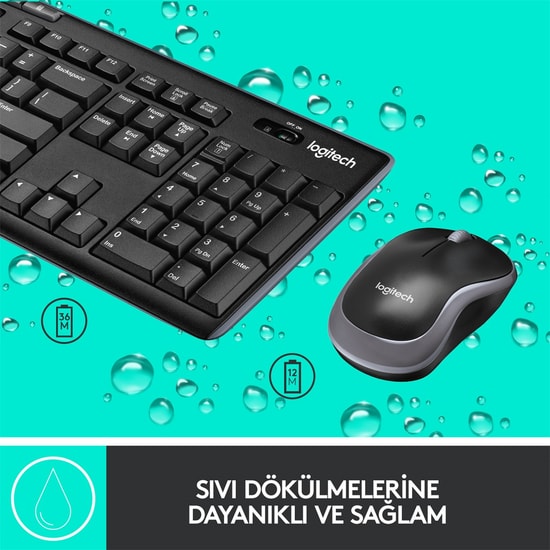 Logitech MK270 Siyah Kablosuz Türkçe Q Düzen Klavye Mouse Seti (920-004525) - Uzun Pil Ömrü, USB Alıcılı