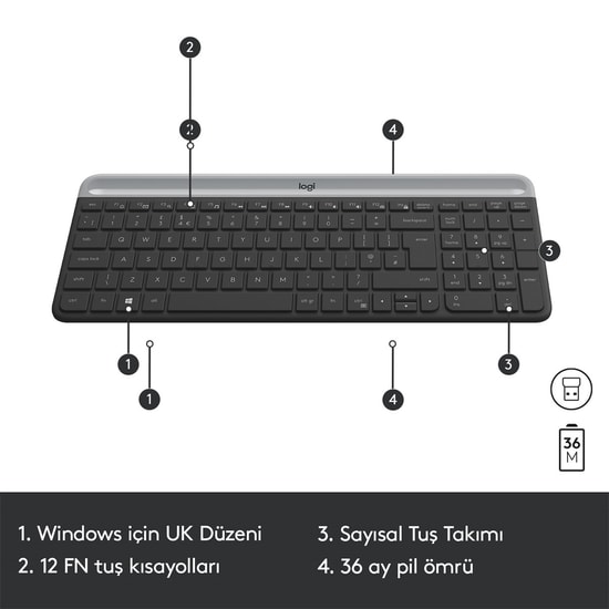 Logitech MK270 Siyah Kablosuz Türkçe Q Düzen Klavye Mouse Seti (920-004525) - Uzun Pil Ömrü, USB Alıcılı