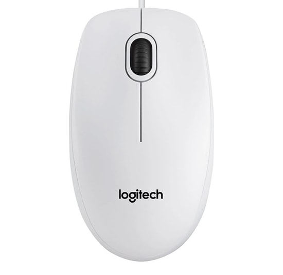 Logitech B100 Beyaz USB Kablolu Optik Mouse (910-003360) - 800 DPI, 180cm Kablo, 3 Tuşlu, Sağ-Sol El Uyumlu