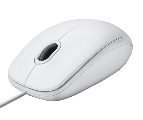Logitech B100 Beyaz USB Kablolu Optik Mouse (910-003360) - 800 DPI, 180cm Kablo, 3 Tuşlu, Sağ-Sol El Uyumlu