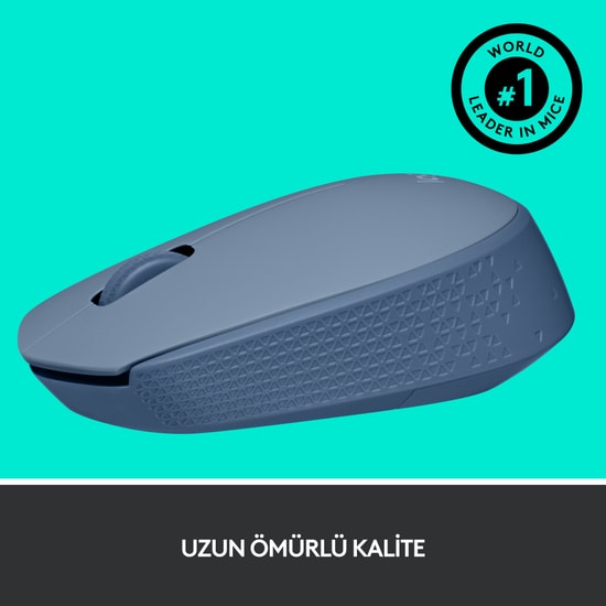 Logitech M171 Açık Mavi Kablosuz Nano Mouse (910-006866) - 1000 DPI, Optik Sensör, 2.4 GHz Bağlantı, Tak Çalıştır