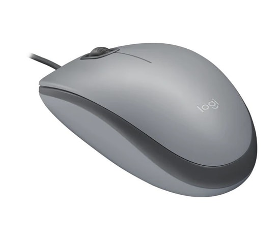 Logitech M110 Gri Sessiz Optik Mouse (910-006760) - 1000 DPI, Tam Boyut, Kablolu USB-A Bağlantısı
