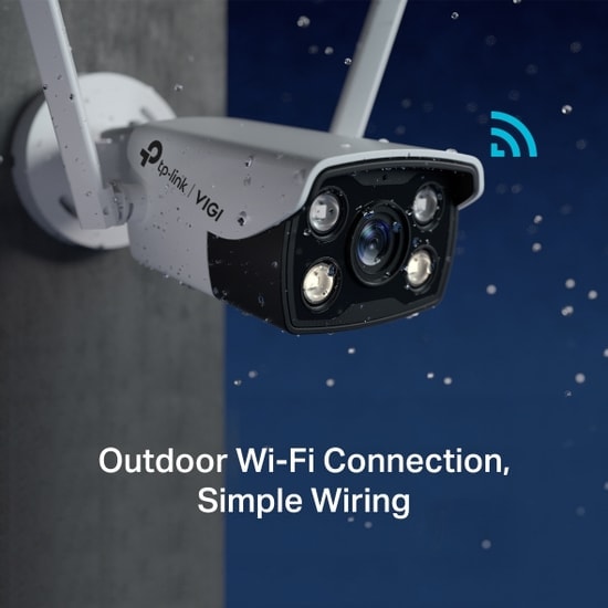TP-Link VIGI C340W-4MM 4MP Wi-Fi Bullet IP Kamera - 4mm Lens, 30 Metre, Full Color, İnsan/Araç Algılama, Dahili Ses