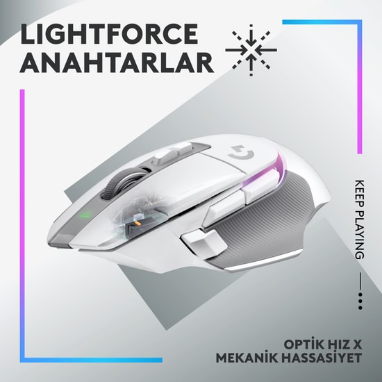 Logitech G G502 X Plus Kablosuz Oyuncu Mouse Beyaz