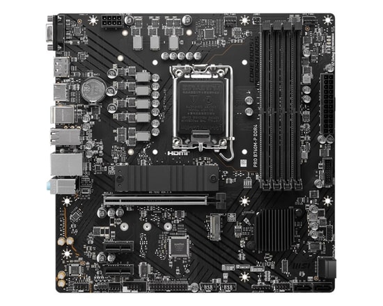 MSI Pro B760M-P DDR4 Anakart: Intel 1700, DDR4 4800MHz (OC), Çift M.2, USB 3.2, HDMI, DP, Gigabit LAN, Micro ATX
