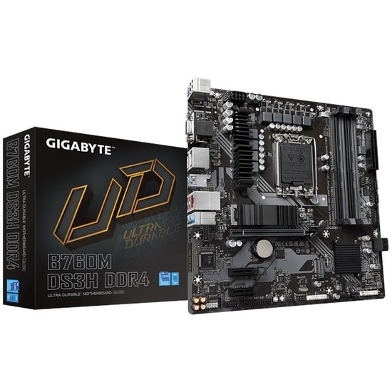 Gigabyte B760M DS3H D4 Anakart: Intel 1700P, DDR4 5333MHz OC, Çift M.2, 2.5G LAN, USB 3.2 Type-C, RGB Fusion, Micro ATX