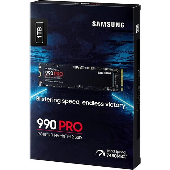 Samsung 990 PRO 1TB NVMe M.2 2280 NAND SSD (MZ-V9P1T0BW) - PCIe 4.0, 7450/6900 MB/s, 1GB LPDDR4 Önbellek, PCIe Gen 4x4
